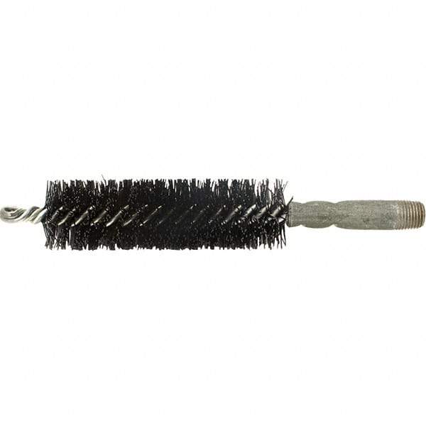 Brush Research Mfg. - 5/16" Diam Helical Nylon Tube Brush - Single Spiral, 0.01" Filament Diam, 2" Brush Length, 2.9" OAL, 0.14" Diam Galvanized Steel Shank - All Tool & Supply