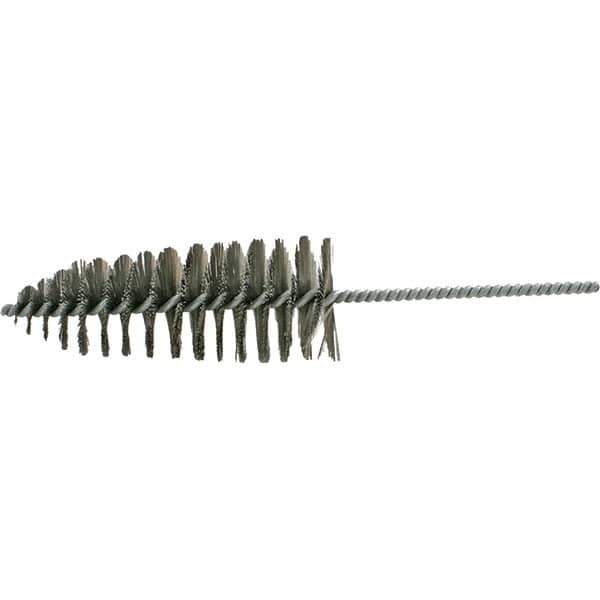 Brush Research Mfg. - 2-1/2" Diam Helical Steel Tube Brush - Single Spiral, 0.012" Filament Diam, 6-1/2" Brush Length, 12" OAL, 0.292" Diam Galvanized Steel Shank - All Tool & Supply