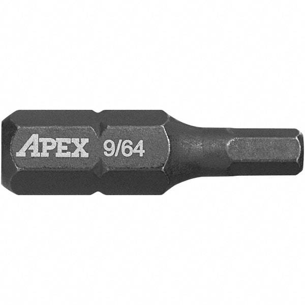 Apex - 1/4" Hex Screwdriver Bit - 9/64" Drive, 1" OAL - All Tool & Supply