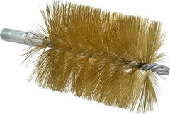 Schaefer Brush - 4-1/2" Brush Length, 3-1/2" Diam, Double Stem, Single Spiral Tube Brush - 8" Long, Brass, 1/4" NPSM Male Connection - All Tool & Supply