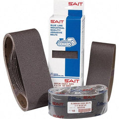 Sait - 1/2" Wide x 24" OAL, 36 FEPA Grit, Aluminum Oxide Abrasive Belt - Aluminum Oxide, Very Coarse, Coated, X Weighted Cloth Backing, Dry, Series 1A-X - All Tool & Supply