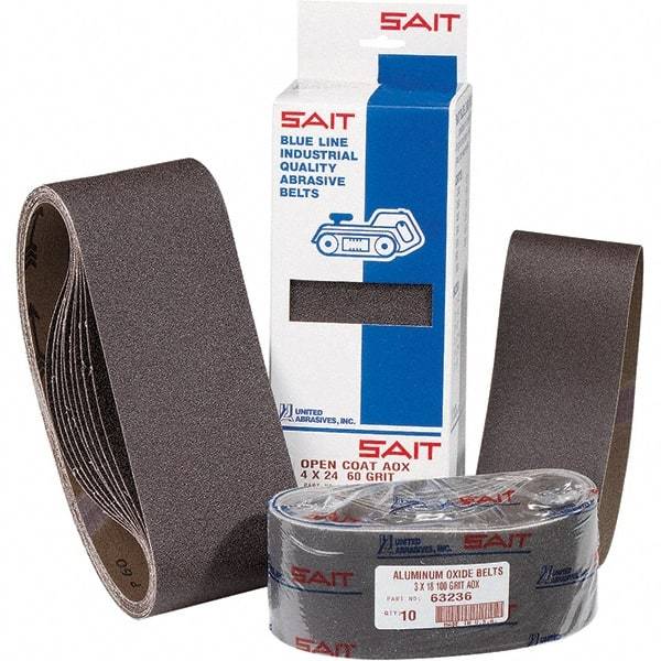 Sait - 1/2" Wide x 24" OAL, 80 FEPA Grit, Aluminum Oxide Abrasive Belt - Aluminum Oxide, Medium, Coated, X Weighted Cloth Backing, Dry, Series 1A-X - All Tool & Supply