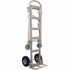 Wesco Industrial Products - 1,000 Lb Capacity 61-1/2" OAH Hand Truck - 18 x 7-1/2" Base Plate, Continuous Handle, Aluminum, Solid Rubber Wheels - All Tool & Supply