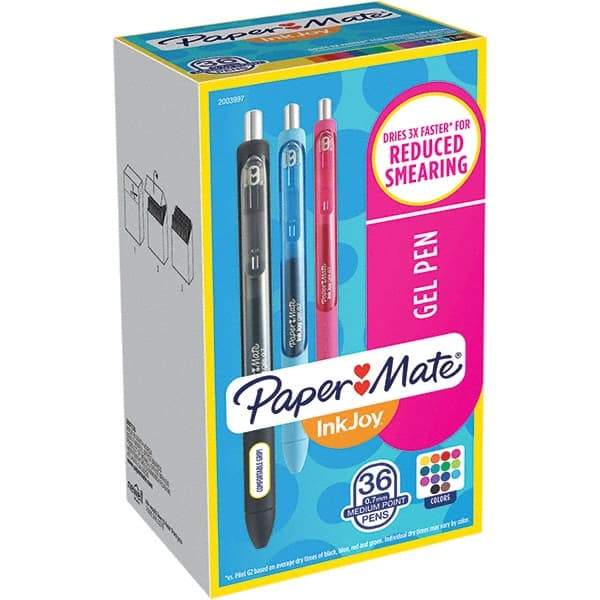 Paper Mate - Pens & Pencils Type: Retractable Gel Color: Blue; Black; Red; Green; Lime; Bright Blue; Slate Blue; Berry; Purple; Pink; Cocoa; Yellow; Teal; Orange - All Tool & Supply