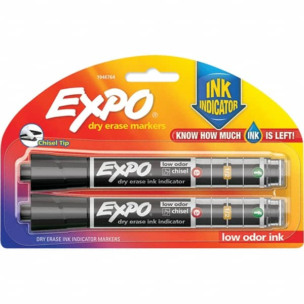 Expo - Dry Erase Markers & Accessories; Display/Marking Boards Accessory Type: Dry Erase Markers ; For Use With: Dry Erase Marker Boards ; Detailed Product Description: Expo Ink Indicator Chisel Tip Dry Erase Marker 2/Pk ; Color: Black - All Tool & Supply