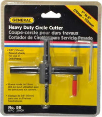 General - 1 to 6" Cutting Diam, Circle Cutter Tool - Straight Shank, 3/8" Shank Diam - All Tool & Supply