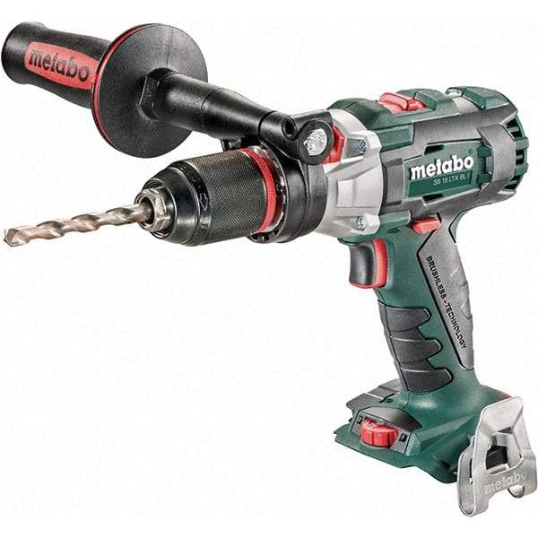 Metabo - 18 Volt 1/16 to 1/2" Keyless Chuck Cordless Hammer Drill - 32300 BPM, 500 to 1,850 RPM, Reversible, Pistol Grip Handle - All Tool & Supply