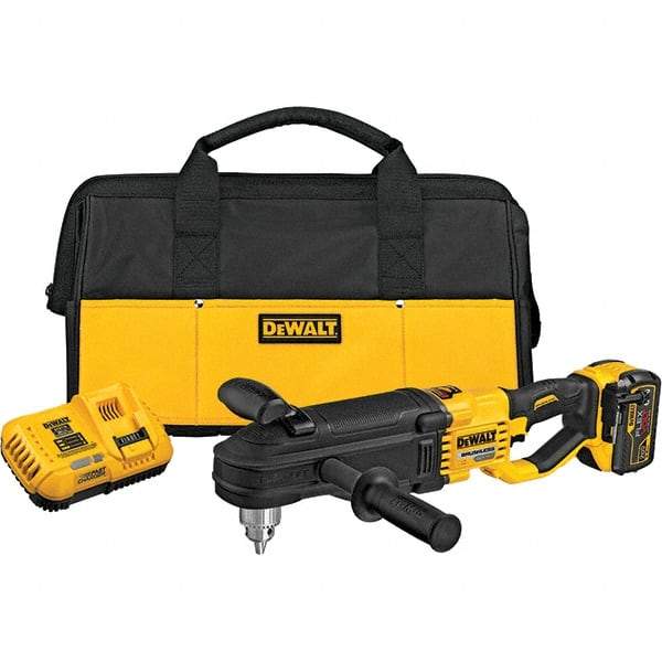 DeWALT - 60 Volt 1/2" Chuck Inline Handle Cordless Drill - 1320 RPM, Keyed Chuck, Reversible, 1 Lithium-Ion Battery Included - All Tool & Supply