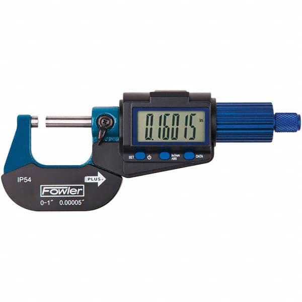 Fowler - 0 to 75mm IP54 Carbide-Tipped Standard Electronic Outside Micrometer - All Tool & Supply