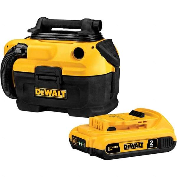 DeWALT - 2 Gal Plastic Tank, Electric & Battery Powered Wet/Dry Vacuum - 120 VAC & 18/20 Volt, 5' Hose Fitting, Cordless, HEPA Filter, Accessories Included - All Tool & Supply