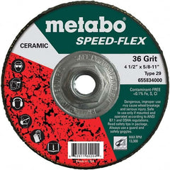 Metabo - 4-1/2" Diam, 5/8-11 Hole, 36 Grit Ceramic Alumina Fiber Disc - All Tool & Supply