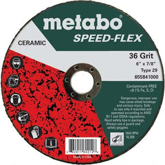 Metabo - 6" Diam, 7/8" Hole, 36 Grit Ceramic Alumina Fiber Disc - All Tool & Supply