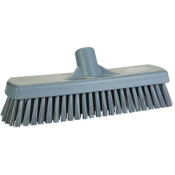 Vikan - 1.7" Bristle Length, Polyester Scrub Brush - 11-1/4" Long x 3" Wide Head, 11-1/4" OAL, Gray, Polypropylene Block - All Tool & Supply