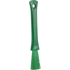 Vikan - 2-1/4" Bristle Length, Polyester Detail Brush - 1-1/4" Long x 0.4" Wide Head, 8.07" OAL, Ergonomic Handle, Green, Polypropylene Block - All Tool & Supply