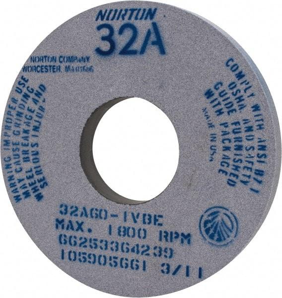 Norton - 14" Diam x 5" Hole x 1-1/2" Thick, I Hardness, 60 Grit Surface Grinding Wheel - Aluminum Oxide, Type 1, Medium Grade, 1,800 Max RPM, Vitrified Bond, No Recess - All Tool & Supply