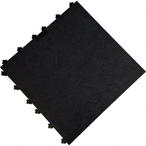 Ergo Advantage - 18" Long x 18" Wide x 1" Thick, Anti-Fatigue Modular Matting Anti-Fatigue Flooring - 2 Interlocking Sides, Black, For Dry Areas - All Tool & Supply