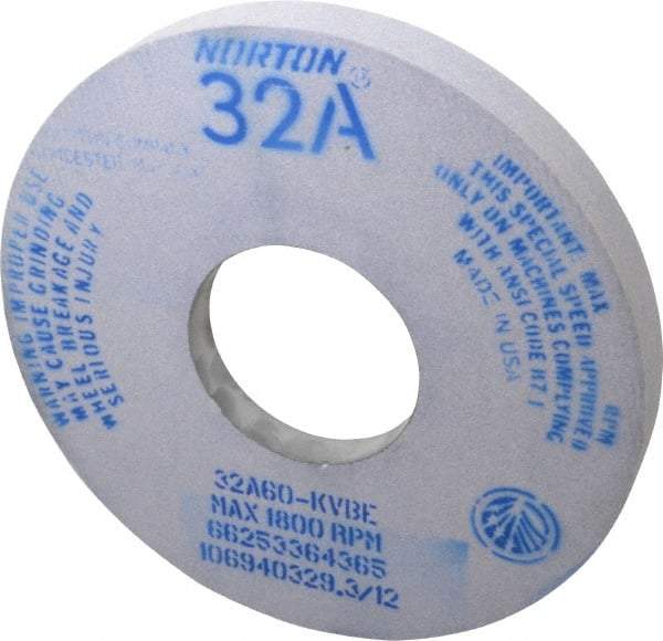 Norton - 14" Diam x 5" Hole x 1-1/2" Thick, K Hardness, 60 Grit Surface Grinding Wheel - Aluminum Oxide, Type 5, Medium Grade, 1,800 Max RPM, Vitrified Bond, One-Side Recess - All Tool & Supply