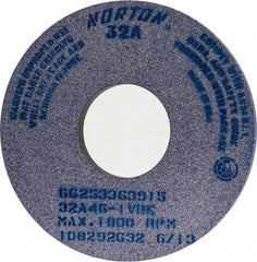 Norton - 14" Diam x 5" Hole x 1" Thick, I Hardness, 46 Grit Surface Grinding Wheel - Aluminum Oxide, Type 1, Coarse Grade, 1,800 Max RPM, Vitrified Bond, No Recess - All Tool & Supply