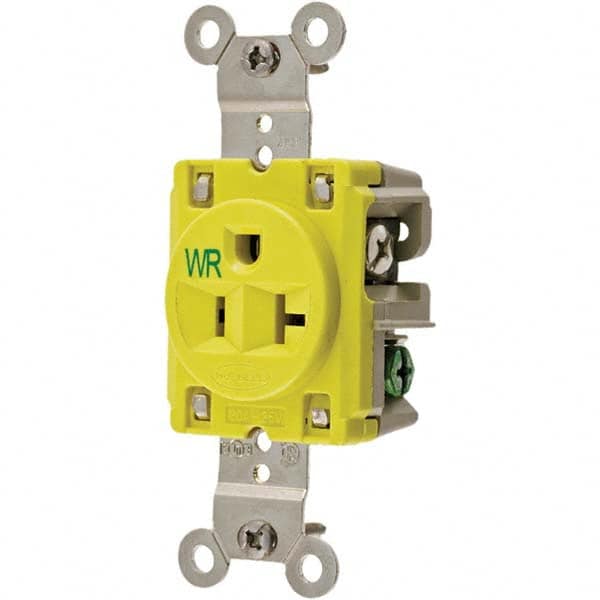 Hubbell Wiring Device-Kellems - 125V 20A NEMA 5-20R Marine Grade Yellow Straight Blade Single Receptacle - All Tool & Supply