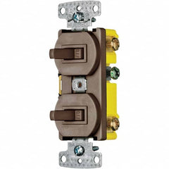 Hubbell Wiring Device-Kellems - Combination Wall Switch & Receptacles Combination Switch/Receptacle Type: Toggle Switch Color: Brown - All Tool & Supply