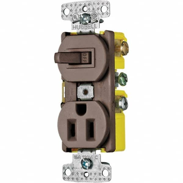 Hubbell Wiring Device-Kellems - Combination Wall Switch & Receptacles Combination Switch/Receptacle Type: Combination Outlet & Switch Color: Brown - All Tool & Supply