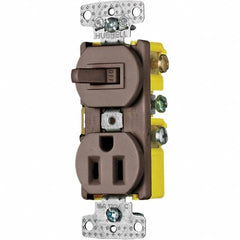 Hubbell Wiring Device-Kellems - Combination Wall Switch & Receptacles Combination Switch/Receptacle Type: Combination Outlet & Switch Color: Brown - All Tool & Supply