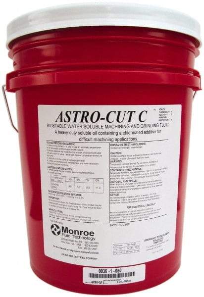 Monroe Fluid Technology - Astro-Cut C, 5 Gal Pail Cutting & Grinding Fluid - Water Soluble, For CNC Milling, Drilling, Tapping, Turning - All Tool & Supply