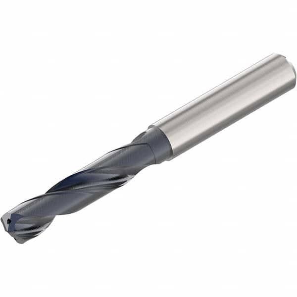 Screw Machine Length Drill Bit: 0.75″ Dia, 140 °, Solid Carbide Coated, Right Hand Cut, Spiral Flute, Straight-Cylindrical Shank, Series SD1103A