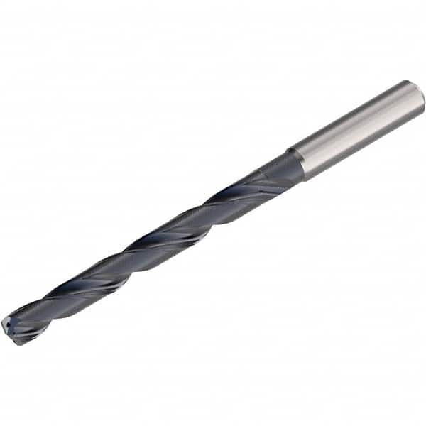 Taper Length Drill Bit: 0.2657″ Dia, 140 ° Coated, RH Cut, Spiral Flute, Cylindrical Shank