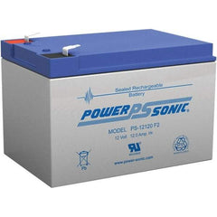 Power-Sonic - Lead-Acid, Quick-Disconnect Tab Terminal, 12 Volt, 12 Amp, Lead Rechargeable Battery - 1/4" Tab Width x 0.8mm Tab Thickness, 3.86" Wide x 3.7" High x 5.95" Deep - All Tool & Supply