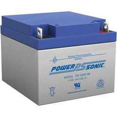 Power-Sonic - Lead-Acid, Nut/Bolt Terminal, 12 Volt, 26 Amp, Lead Rechargeable Battery - 5mm Hole Diam, 2mm Tab Thickness, 6.97" Wide x 4.92" High x 6.56" Deep - All Tool & Supply