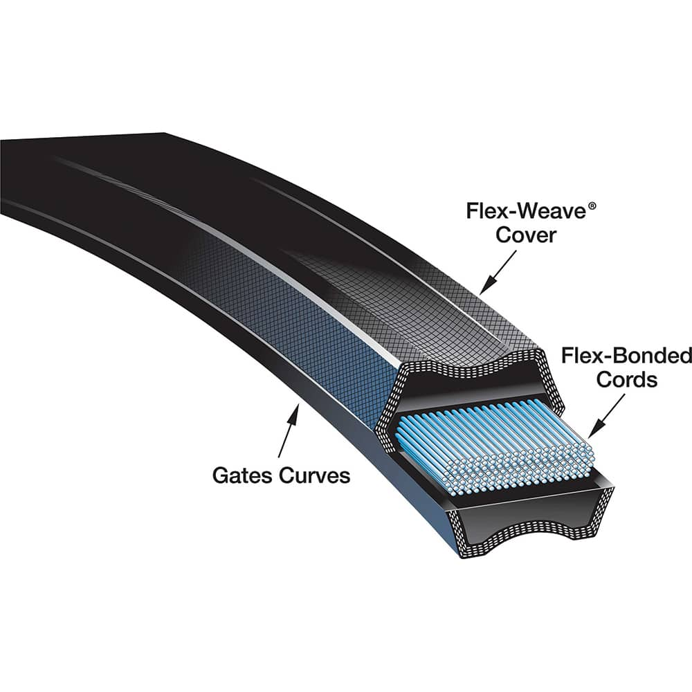 V Belt: Section Round, 16 mm Belt Width 14 mm Pitch, 225 Teeth, Neoprene, Black, 3150-14MGT-85 Belt Number