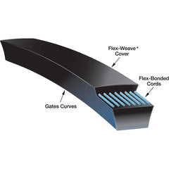 V Belt: Section 4L, 13 mm Belt Width 8 mm Pitch, 90 Teeth, Urethane, Black, 8MGT-720-21 Belt Number