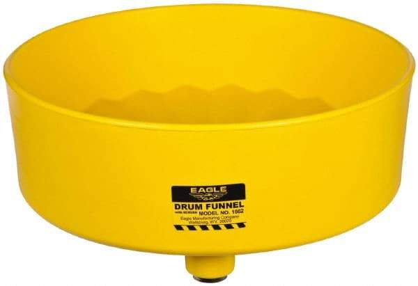 Eagle - 7" High x 18" Diam, Polyethylene, Drum Funnel with Brass Screen - 30 to 55 Gal Drum/Pail Capacity - All Tool & Supply