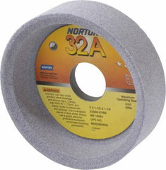 Norton - 5" Diam, 1-1/4" Hole Size, 1-1/2" Overall Thickness, 60 Grit, Type 6 Tool & Cutter Grinding Wheel - Medium Grade, Aluminum Oxide, K Hardness, Vitrified Bond, 4,585 RPM - All Tool & Supply