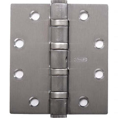 Stanley - 4-1/2" Long x 5" Wide Grade 1 304 Stainless Steel Full Mortise Ball Bearing Commercial Hinge - All Tool & Supply