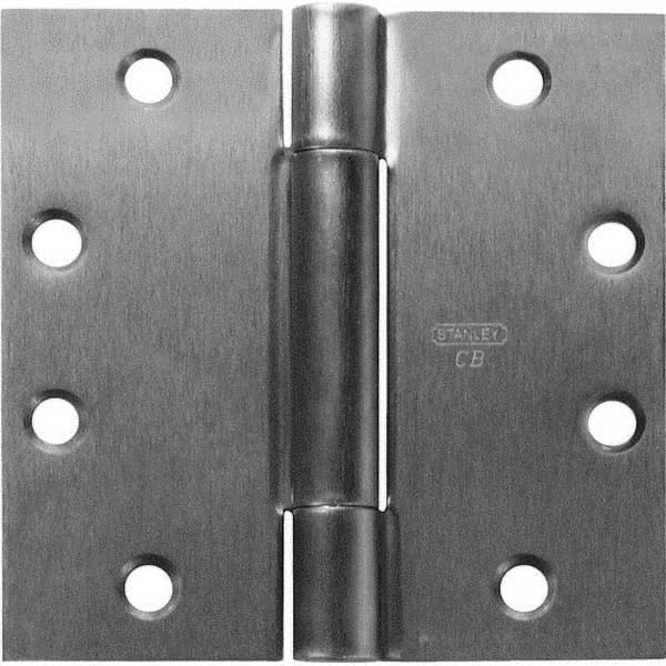 Stanley - 4-1/2" Long x 5" Wide Grade 1 Steel Full Mortise Ball Bearing Commercial Hinge - All Tool & Supply