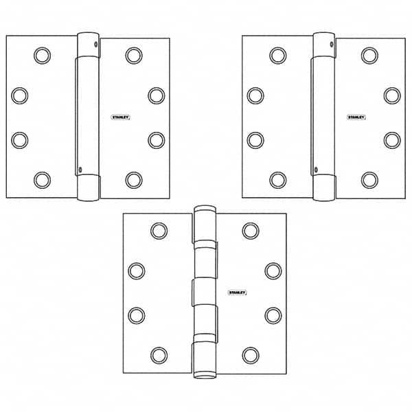 Stanley - 4-1/2" Long x 4-1/2" Wide Grade 1 Steel Full Mortise Spring Commercial Hinge - All Tool & Supply