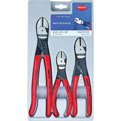 Plier Set: 3 Pc, Diagonal Pliers Comes in Plastic Tray, Plastic Handle