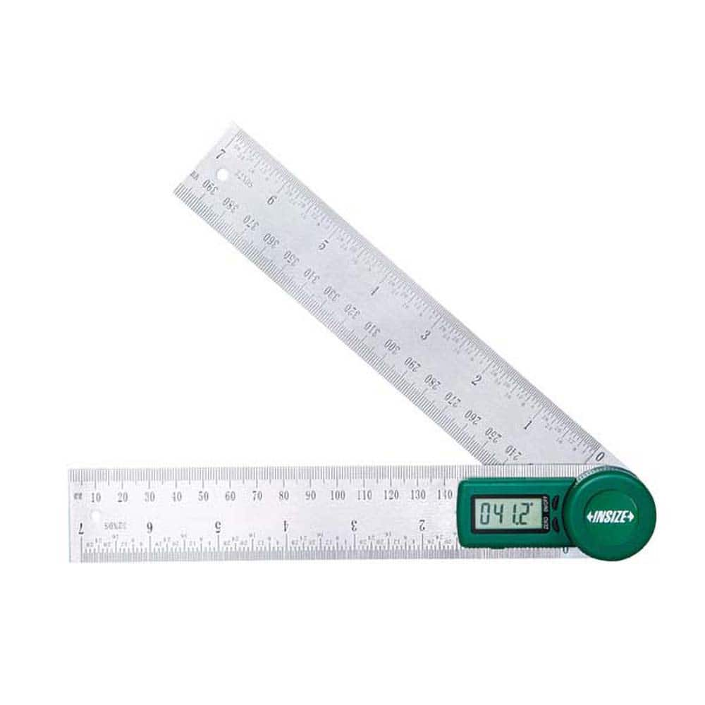 Insize USA LLC - Digital & Dial Protractors; Style: Protractor ; Measuring Range (Degrees): 360.00 ; Magnetic Base: No ; Battery Type: CR2032 ; Resolution (Degrees): 0.10 ; Data Output: No - Exact Industrial Supply