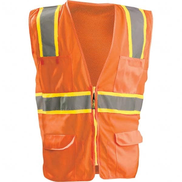 OccuNomix - Size 4XL HI-Vis Orange Mesh/Solid Surveyor's High Visibility Vest - All Tool & Supply