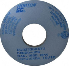 Norton - 14" Diam x 5" Hole x 1" Thick, J Hardness, 60 Grit Surface Grinding Wheel - Ceramic, Type 1, Medium Grade, 1,800 Max RPM, Vitrified Bond, No Recess - All Tool & Supply