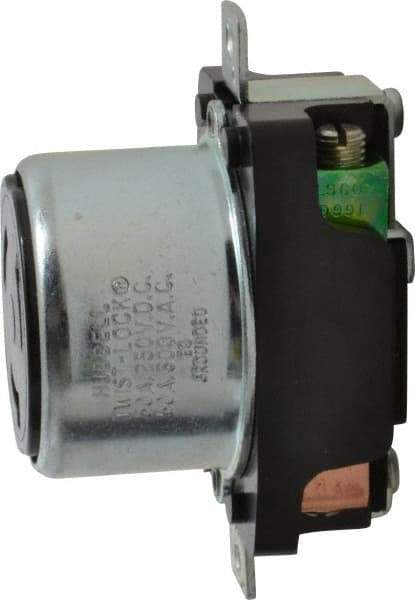 Hubbell Wiring Device-Kellems - 250 VDC, 600 VAC, 50 Amp, Self Grounding Receptacle - 3 Poles, 4 Wire, Female End, Black - All Tool & Supply