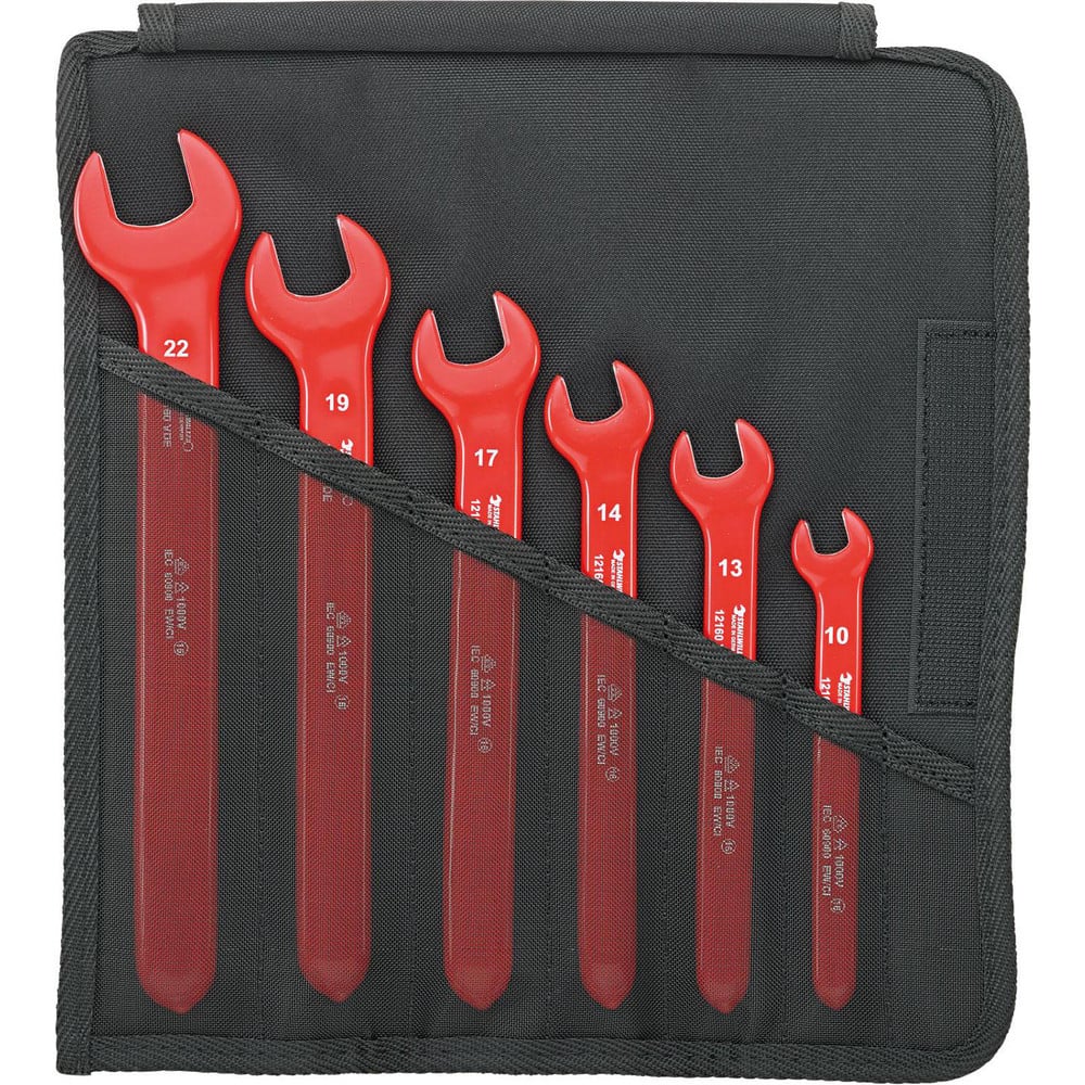 Wrench Sets; Set Type: Double Open Ended Wrench; System Of Measurement: Metric; Container Type: Pouch; Wrench Size: 10 to 22 mm; Material: Alloy Steel; Chrome; Finish: Chrome-Plated; Overall Length: 11.6142 in; Non-sparking: No; Corrosion-resistant: No; R