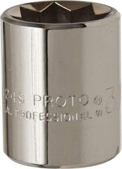 Proto - 3/4", 1/2" Drive, Standard Hand Socket - 8 Points, 1-1/2" OAL, Alloy Steel, Chrome Finish - All Tool & Supply