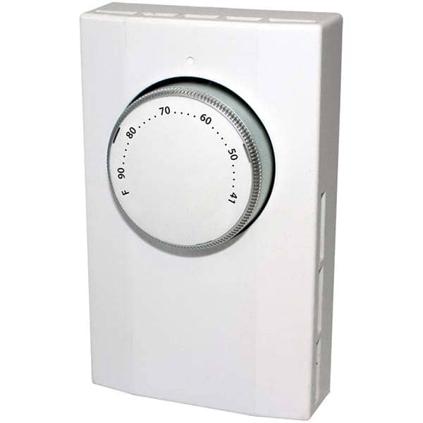 Thermostats; Thermostat Type: Line Voltage Wall Thermostat; Style: Line Voltage Wall Thermostat; Minimum Temperature (F): 41.0  ™F; 41.000; Maximum Temperature: 90.0  ™F; Maximum Temperature (F): 90.000; Minimum Voltage: 120 V; Maximum Voltage: 240 V; Amp