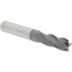 Corner Radius End Mill: 3/8″ Dia, 7/8″ LOC, 0.015″ Radius, 4 Flutes, Solid Carbide 2-1/2″ OAL, 3/8″ Shank Dia, Variable ° Helix, AlCrTiN Coated, Corner Radius End, Centercutting