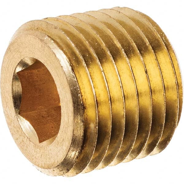 USA Sealing - 1/4" Brass Pipe Hex Socket Plug - All Tool & Supply