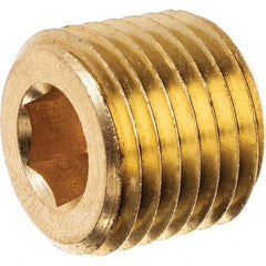 USA Sealing - 1/2" Brass Pipe Hex Socket Plug - All Tool & Supply