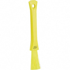 Vikan - 2-1/4" Bristle Length, Polyester Detail Brush - 1-1/4" Long x 0.4" Wide Head, 8.07" OAL, Ergonomic Handle, Yellow, Polypropylene Block - All Tool & Supply